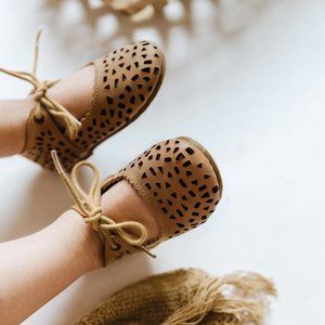 Consciously Baby Leather Boho Mary Janes in Sand